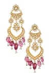 Auraa Trends_Gold Plated Pearls, Beads Kundan Floral Danglers _Online_at_Aza_Fashions