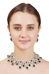 Buy_Auraa Trends_Silver Plated Diamonds, Crystals Geometric Teardrop Necklace Set _Online_at_Aza_Fashions