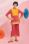 Buy_Nikasha_Red Cotton Embroidery, Tassels Kurta And Pant Set _Online_at_Aza_Fashions