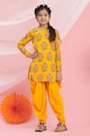 Buy_Nikasha_Yellow Cotton Printed Kurta And Dhoti Pant Set _at_Aza_Fashions