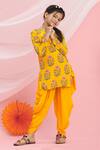 Shop_Nikasha_Yellow Cotton Printed Kurta And Dhoti Pant Set _at_Aza_Fashions