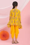 Shop_Nikasha_Yellow Cotton Tassels Printed Kurta And Dhoti Pant Set _at_Aza_Fashions