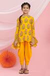 Buy_Nikasha_Yellow Cotton Tassels Printed Kurta And Dhoti Pant Set _Online_at_Aza_Fashions