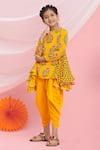 Shop_Nikasha_Yellow Cotton Tassels Printed Kurta And Dhoti Pant Set _Online_at_Aza_Fashions