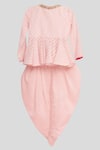 Shop_Nikasha_Pink Cotton Embroidery Peplum Kurta And Dhoti Pant Set _at_Aza_Fashions