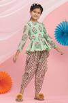 Nikasha_Green Printed Kurta And Dhoti Pant Set For Girls_Online_at_Aza_Fashions
