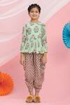 Shop_Nikasha_Green Printed Kurta And Dhoti Pant Set For Girls_Online_at_Aza_Fashions