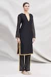 Buy_Nikasha_Black Round Straight Kurta Set _Online_at_Aza_Fashions