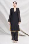 Shop_Nikasha_Black Round Straight Kurta Set _Online_at_Aza_Fashions