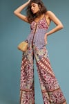 Buy_Bhanuni By Jyoti_Multi Color Viscose V Neck Blythe Printed Jumpsuit _at_Aza_Fashions