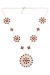 Shop_Zariin_Gold Plated Floral Enamel Pendant Necklace _at_Aza_Fashions