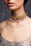 Buy Zariin Gold Plated Floral Enamel Bead Drop Choker at Aza Fashions Buy_Zariin_Gold Plated Floral Enamel Bead Drop Choker _at_Aza_Fashions