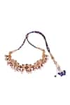 Shop Zariin Gold Plated Floral Enamel Bead Drop Choker at Aza Fashions Shop_Zariin_Gold Plated Floral Enamel Bead Drop Choker _at_Aza_Fashions
