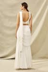 Shop Arpan Vohra White Tulle V Neck Embroidered Pre-draped Saree Set at Aza Fashions Shop_Arpan Vohra_White Tulle V Neck Embroidered Pre-draped Saree Set _at_Aza_Fashions
