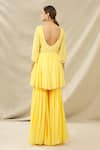 Shop Arpan Vohra Yellow Tulle, Georgette V Neck Embroidered Kurta Set at Aza Fashions Shop_Arpan Vohra_Yellow Tulle, Georgette V Neck Embroidered Kurta Set _at_Aza_Fashions
