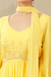 Arpan Vohra Yellow Tulle, Georgette V Neck Embroidered Kurta Set at Aza Fashions Arpan Vohra_Yellow Tulle, Georgette V Neck Embroidered Kurta Set _at_Aza_Fashions