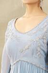 Arpan Vohra Blue Tulle, Georgette V Neck Embroidered Kurta And Sharara Set at Aza Fashions Arpan Vohra_Blue Tulle, Georgette V Neck Embroidered Kurta And Sharara Set _at_Aza_Fashions