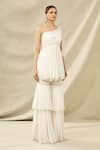 Arpan Vohra White Tulle Asymmetric Embroidered One Shoulder Kurta Set Online at Aza Fashions Arpan Vohra_White Tulle Asymmetric Embroidered One Shoulder Kurta Set _Online_at_Aza_Fashions
