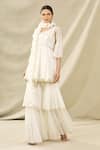 Buy Arpan Vohra White Tulle Asymmetric Embroidered One Shoulder Kurta Set Online at Aza Fashions Buy_Arpan Vohra_White Tulle Asymmetric Embroidered One Shoulder Kurta Set _Online_at_Aza_Fashions