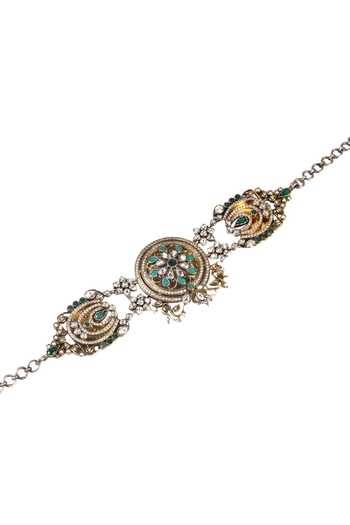 Buy_Sangeeta Boochra_Silver Plated Handmade Floral Stone Pendant Choker _at_Aza_Fashions