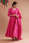 Buy_HOUSE OF PINK_Pink Cotton Embroidered Anarkali Set_at_Aza_Fashions