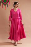 Buy_HOUSE OF PINK_Pink Cotton Embroidered Anarkali Set_Online_at_Aza_Fashions