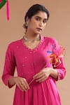 HOUSE OF PINK_Pink Cotton Embroidered Anarkali Set_at_Aza_Fashions