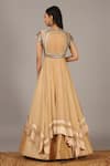 Shop_Nidhika Shekhar_Peach Silk Georgette Round Layered Gown _at_Aza_Fashions