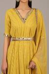 Shop_Nidhika Shekhar_Yellow Georgette V Neck Embroidered Kurta Lehenga Set _Online_at_Aza_Fashions