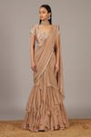 Nidhika Shekhar_Pink Silk Georgette Scoop Neck Embroidered Lehenga Saree Set_Online_at_Aza_Fashions