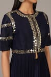 Buy_Nidhika Shekhar_Blue Georgette, Silk Crepe Round Embroidered Kurta And Draped Skirt Set _Online_at_Aza_Fashions