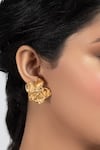 Shop_Opalina Soulful Jewellery_Gold Plated Handcrafted Fiore Floral Studs _Online_at_Aza_Fashions