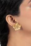 Opalina Soulful Jewellery_Gold Plated Handcrafted Fiore Floral Studs _at_Aza_Fashions