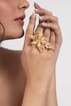 Buy Opalina Soulful Jewellery Gold Plated Handcrafted Two-finger Floral Ring at Aza Fashions Buy_Opalina Soulful Jewellery_Gold Plated Handcrafted Two-finger Floral Ring _at_Aza_Fashions