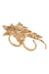 Shop Opalina Soulful Jewellery Gold Plated Handcrafted Two-finger Floral Ring at Aza Fashions Shop_Opalina Soulful Jewellery_Gold Plated Handcrafted Two-finger Floral Ring _at_Aza_Fashions