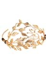 Shop_Opalina Soulful Jewellery_Gold Embroidery Carved Leaf Design Headband _at_Aza_Fashions