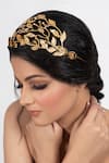 Buy_Opalina Soulful Jewellery_Gold Embroidery Carved Leaf Design Headband _Online_at_Aza_Fashions