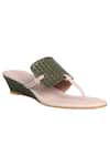 Veruschka by Payal Kothari_Green Nikki Woven Strap Wedges _Online_at_Aza_Fashions