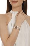 Buy_Outhouse_Gold Plated Crystal Handcrafted Monogram Wrap Bracelet_at_Aza_Fashions