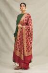 Buy_Khwaab By Sanjana Lakhani_Maroon Banarasi Silk Dupatta _at_Aza_Fashions