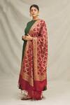 Khwaab By Sanjana Lakhani_Maroon Banarasi Silk Dupatta _Online_at_Aza_Fashions