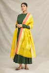 Buy_Samyukta Singhania_Yellow Banarasi Silk Embroidered Dupatta _at_Aza_Fashions