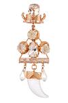 Outhouse_Gold Plated Smocking Odette Crystal Tusk Danglers_Online_at_Aza_Fashions