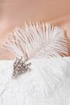 Buy_Outhouse_Silver Plated Swarovski Crystal Contessa Feather Brooch_at_Aza_Fashions