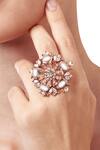 Buy_Outhouse_Gold Plated Crystal Cendrillon Rouge Ring _at_Aza_Fashions