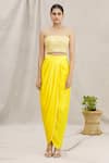 Kresha Lulla_Yellow Embellished Top And Dhoti Skirt Set_Online_at_Aza_Fashions