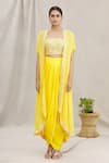 Buy_Kresha Lulla_Yellow Embellished Top And Dhoti Skirt Set_Online_at_Aza_Fashions