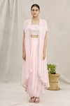 Buy_Kresha Lulla_Pink Embellished Top And Dhoti Skirt Set_Online_at_Aza_Fashions