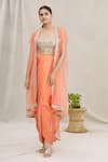 Buy_Kresha Lulla_Orange Embellished Top And Dhoti Skirt Set_at_Aza_Fashions