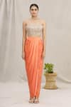 Buy_Kresha Lulla_Orange Embellished Top And Dhoti Skirt Set_Online_at_Aza_Fashions